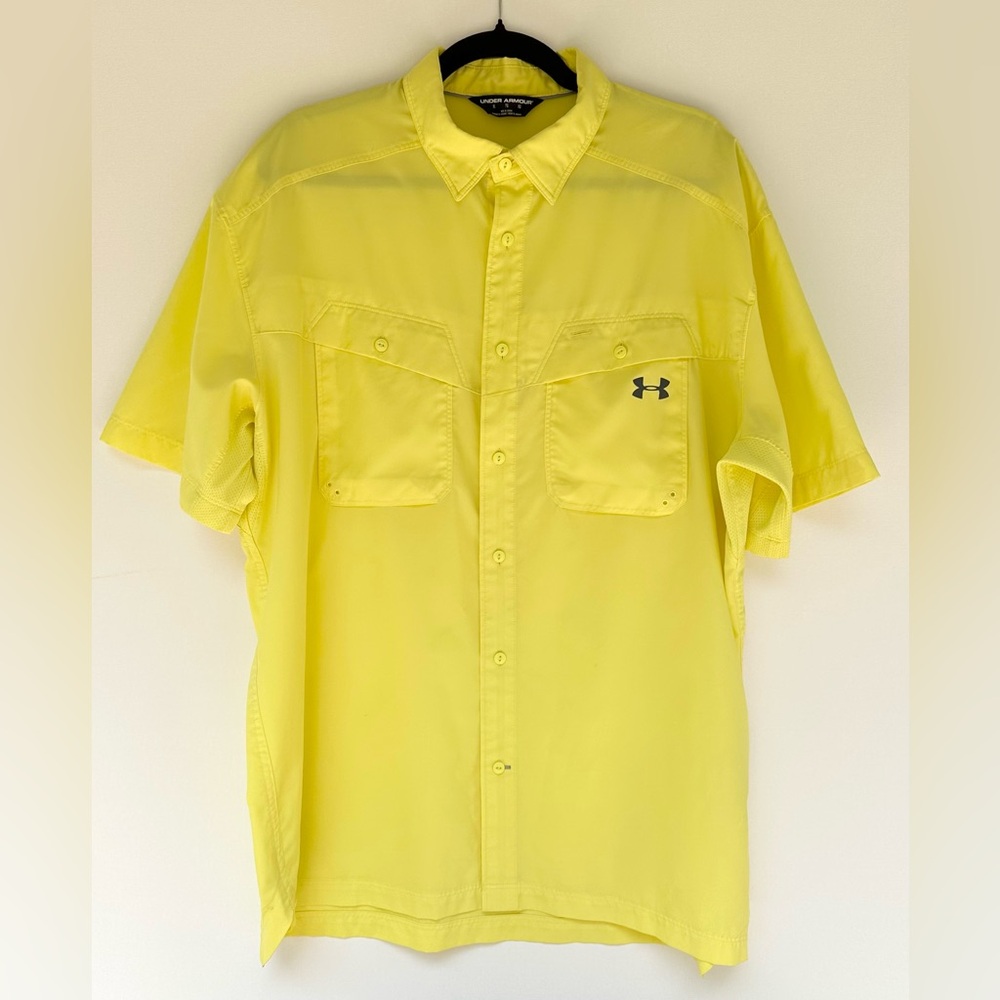 Under Armour Men's Bright Yellow Casual Performance Shirt XL - Picture 4 of 8